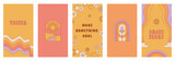 Fototapeta Boho - Vector set of design elements and illustrations in simple linear style - boho and hippie logo design elements and frames for social media stories and posts