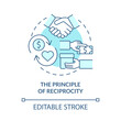 Social reciprocity concept icon. Receive and offer gift. Mutual respond to positive action. Paying back abstract idea thin line illustration. Vector isolated outline color drawing. Editable stroke