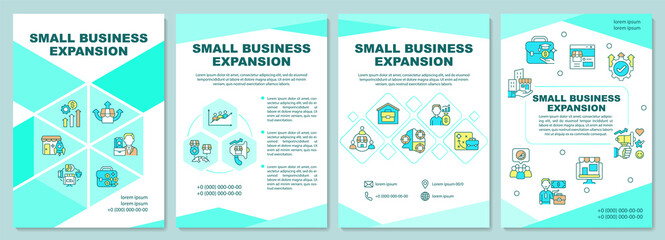 Small business expansion brochure template. Company growth. Flyer, booklet, leaflet print, cover design with linear icons. Vector layouts for presentation, annual reports, advertisement pages