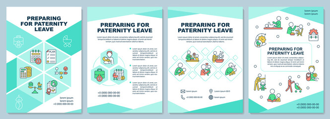 Wall Mural - Prepare for paternity leave brochure template. Paid parental leave. Flyer, booklet, leaflet print, cover design with linear icons. Vector layouts for presentation, annual reports, advertisement pages