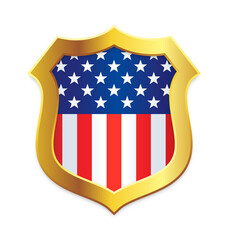 Sticker - classic shield gold edge with usa flag