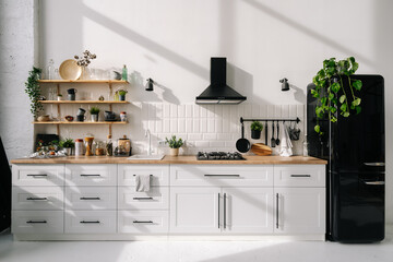 Wall Mural - Scandinavian style kitchen interior design with appliances