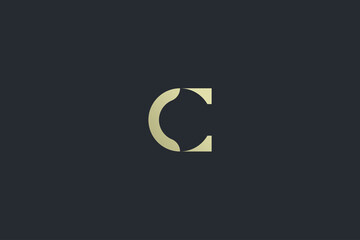 Wall Mural - Elegant Geometrical Letter C Luxury Vector Logo Template on Dark Background