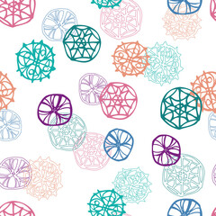 Wall Mural - Seamless pattern of outlines abstract round decorative design elements