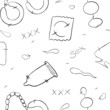 Vector seamless background. Pattern with symbols and erotic toys