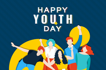 Sticker - Happy International Youth Day background vector