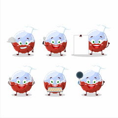 Wall Mural - Cartoon character of brigadiero red candy with various chef emoticons