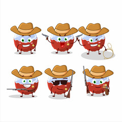 Canvas Print - Cool cowboy brigadiero red candy cartoon character with a cute hat