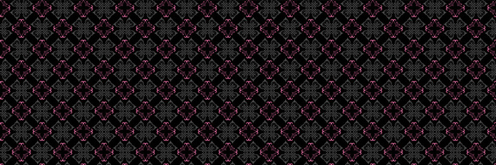 Dark background image with decorative ornaments on a black background for your design projects, seamless patterns, wallpaper textures with flat design. Vector illustration