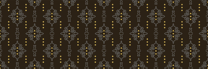 Wall Mural - Dark background image with decorative graphic plant elements on a black background for your design projects, seamless patterns, wallpaper textures with flat design. Vector illustration