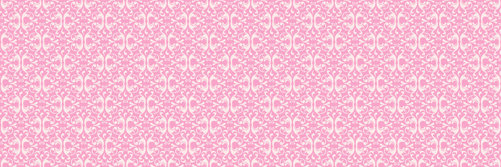 Canvas Print - Beautiful background image with floral vintage ornament on a light pink background for your design projects, seamless patterns, wallpaper textures with flat design. Vector illustration 