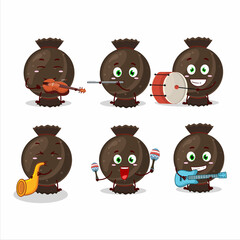 Sticker - Cartoon character of chocolate candy wrap playing some musical instruments