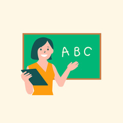 Sticker - Teaching English class vector character flat graphic