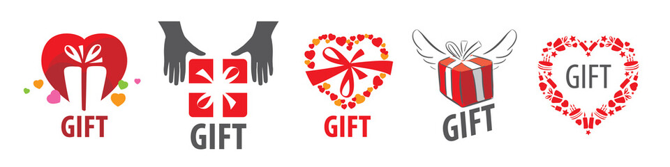 Wall Mural - a set of vector logos gift on a white background