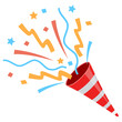 Exploding party popper on white background, vector