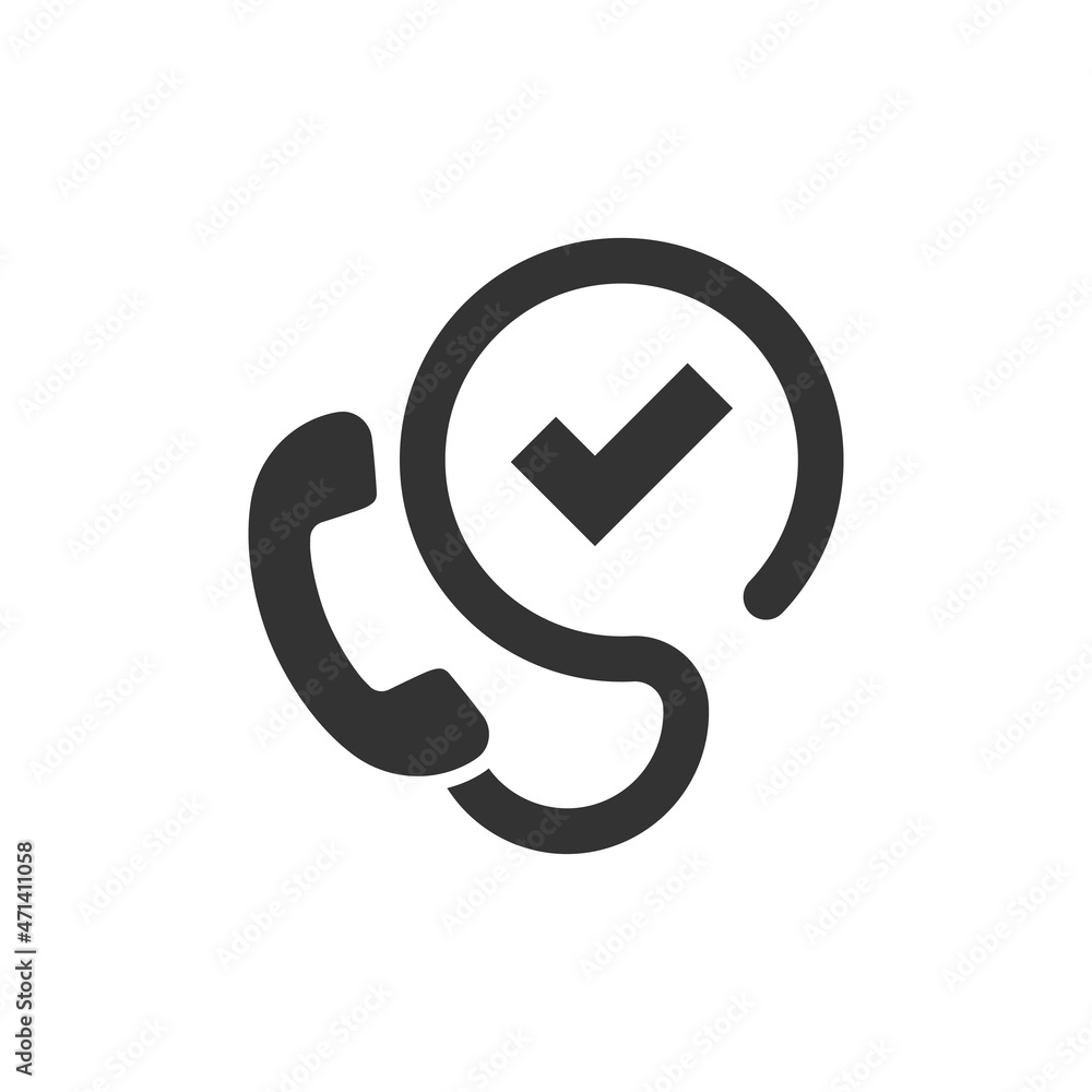 Phone Check Label Phone check mark icon in flat style. Smartphone approval vector ...