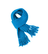Blue Warm Scarf On A White Background