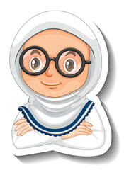 Sticker - Scientist girl sticker on white background