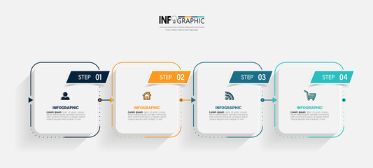 Sticker - Four steps business infographics template vector.	