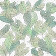 Ilustracja motyw roślinny delikatne pastelowe liście na białym tle