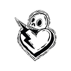 skull love with hand drawing style free vector illustration