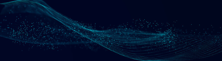 Wall Mural - futuristic wave. network connection structure in cyberspace. 3d rendering.