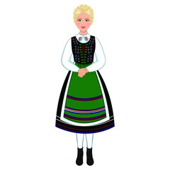 Wall Mural - Woman in folk national polish costume. Vector illustration