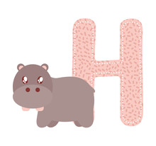 Letter H With Hippopotamus
