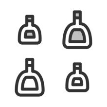 Pixel-perfect Linear Icon Of Alcohol Bottle - Wine, Whiskey, Liquor, Etc., Built On Two Base Grids Of 32 X 32 And 24 X 24 Pixels. The Initial Base Line Weight Is 2 Pixels. Editable Strokes