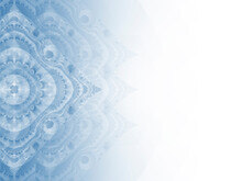 Abstract Light Blue Fractal Background With A Pattern On The Left On White Paper