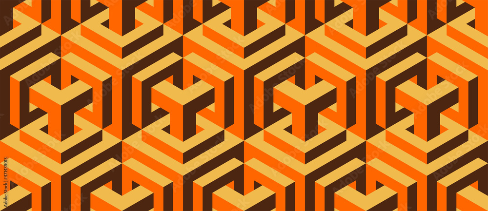 Seamless vector 3D pattern with optical illusions. Cubes. Op Art ...