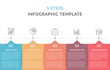 Infographic template with 5 steps, workflow, process chart,