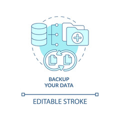 Data backup to save information concept icon. Copy information storage to protect abstract idea thin line illustration. Personal safety. Vector isolated outline color drawing. Editable stroke