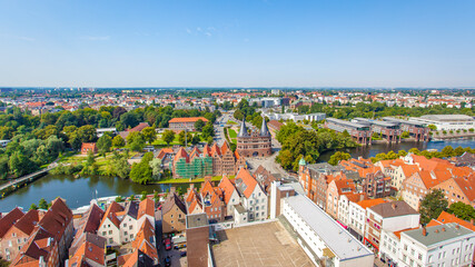 Wall Mural - Panoramic view of Luebeck