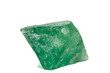 Macro stone green fluorite mineral on white background