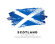 Scotland flag. Hand drawn blue and white brush strokes. Vector illustration isolated on white background.