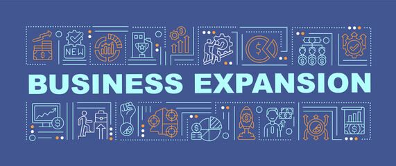 Wall Mural - business expand word concepts banner. company financial growth. infographics with linear icons on bl
