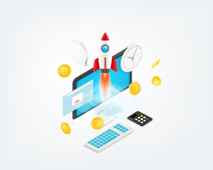 Aufkleber - Business startup concept. 3d style vector illustration