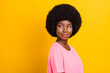 © deagreez - Profile side photo of young attractive black girl happy positive smile look empty space isolated over yellow color background