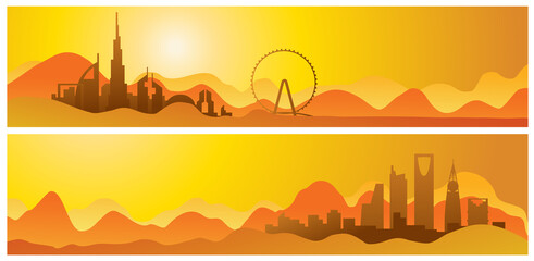 Panorama landscape of Dubai and Saudi Arabia