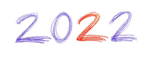 Poster - New year 2022 - Cursive numbers by crayon