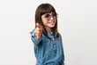 © luismolinero - Little girl with sunglasses isolated on white background shaking hands for closing a good deal