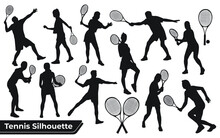 Collection Of Tennis Player Silhouettes In Different Poses