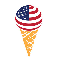 Sticker - Usa flag ice cream in waffle cone