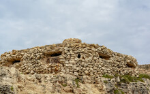 Camouflaged WW2 Stone Military Pillbox At Qrendi, Malta. This Pillbox Was Tasked With Defending The Entrance To Wied Iz- Zurrieq Inlet.