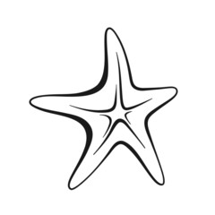 Wall Mural - Starfish hand drawn doodle vector. Isolated black element on white background. Best for seamless patterns, print, apps, stickers and web design.