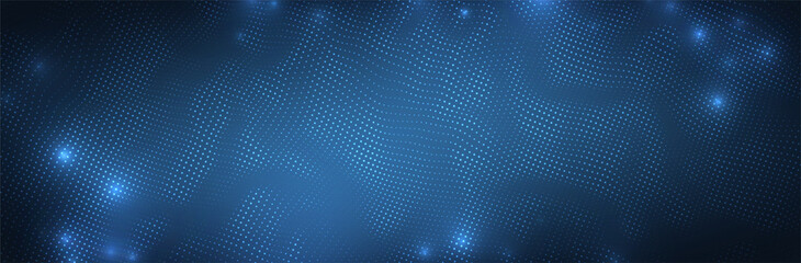 Wall Mural - Futuristic blue background. 3d dot pattern. Technology vector illustration