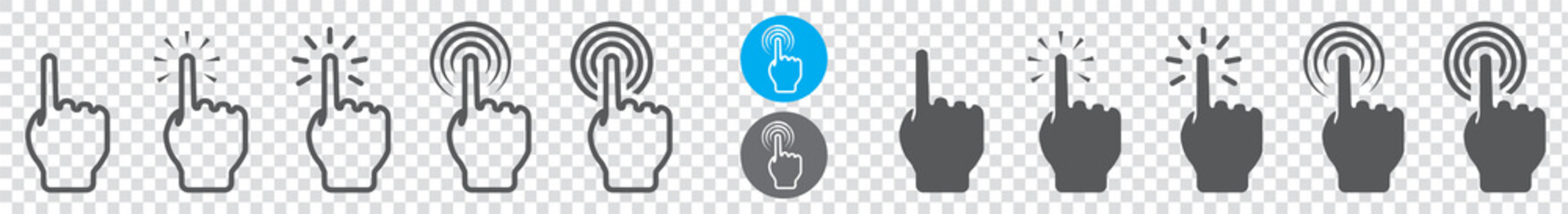 Set of cursor сomputer mouse or Clicking cursor with hand clicks concept. Click cursor icon