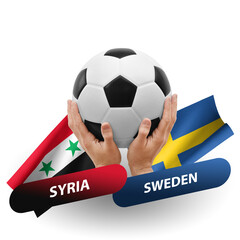 Soccer football competition match, national teams syria vs sweden