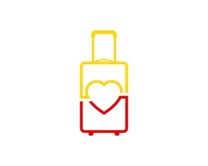 Poster - Simple travel bag outline with love shape inside